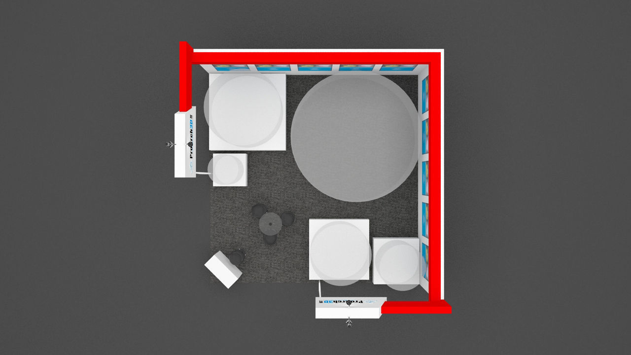 Exhibition stall 6mtr x 6mtr 2 sides open 3D model_3