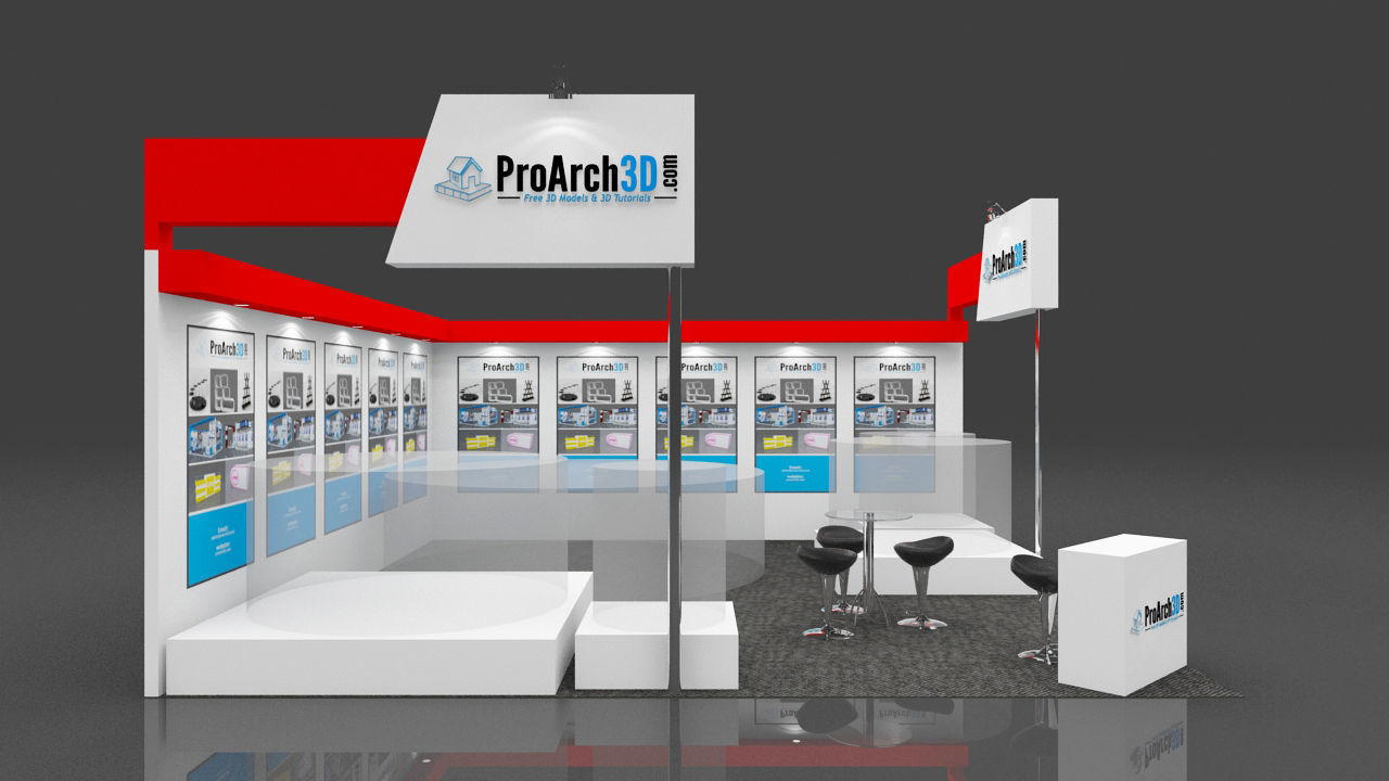 Exhibition stall 6mtr x 6mtr 2 sides open 3D model_2
