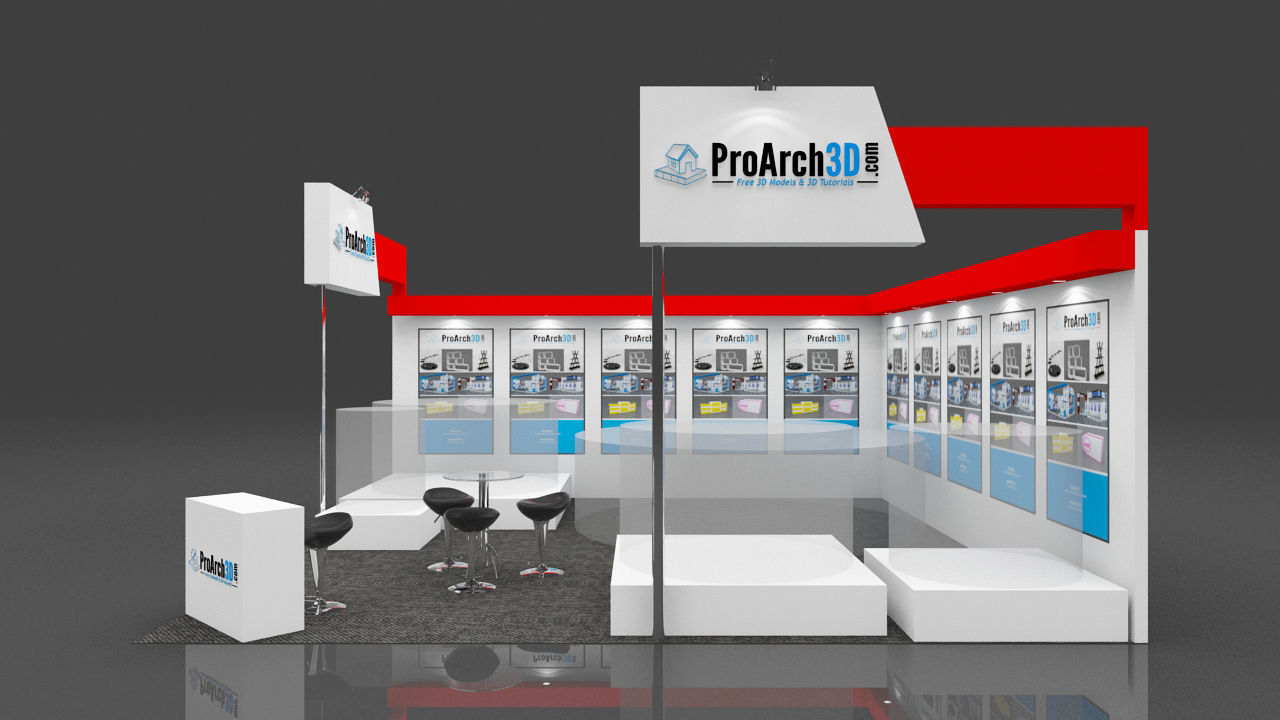 Exhibition stall 6mtr x 6mtr 2 sides open 3D model_1