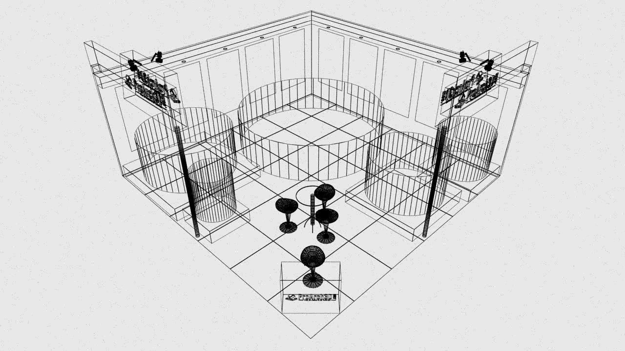 Exhibition stall 6mtr x 6mtr 2 sides open 3D model_5