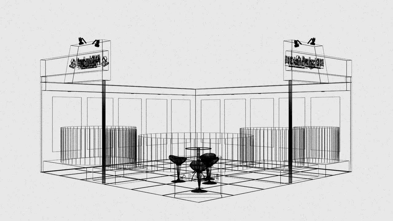 Exhibition stall 6mtr x 6mtr 2 sides open 3D model_4