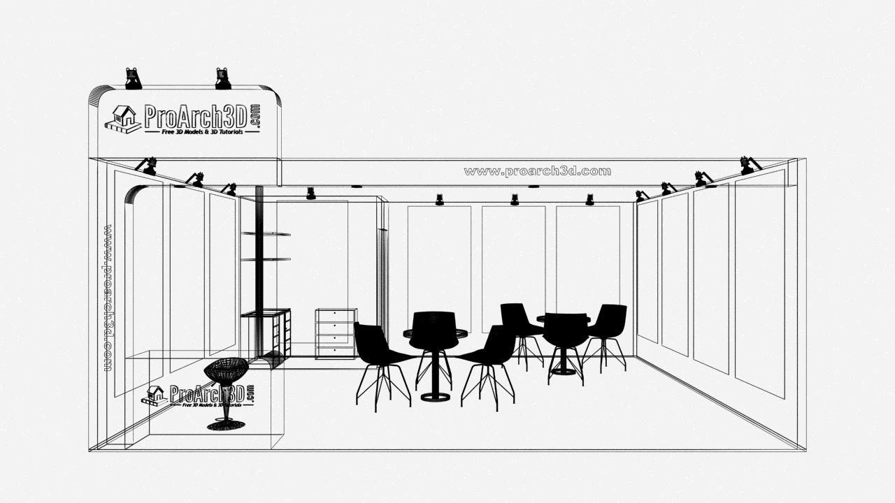 Exhibition stall 6 mtr x 5 mtr 1 sides open  3D model_4