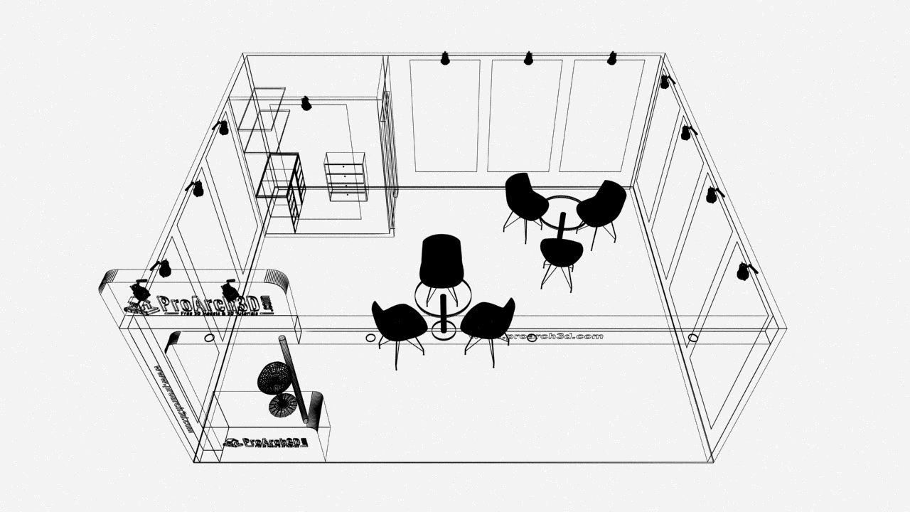 Exhibition stall 6 mtr x 5 mtr 1 sides open  3D model_5