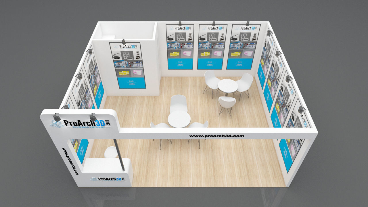 Exhibition stall 6 mtr x 5 mtr 1 sides open  3D model_2