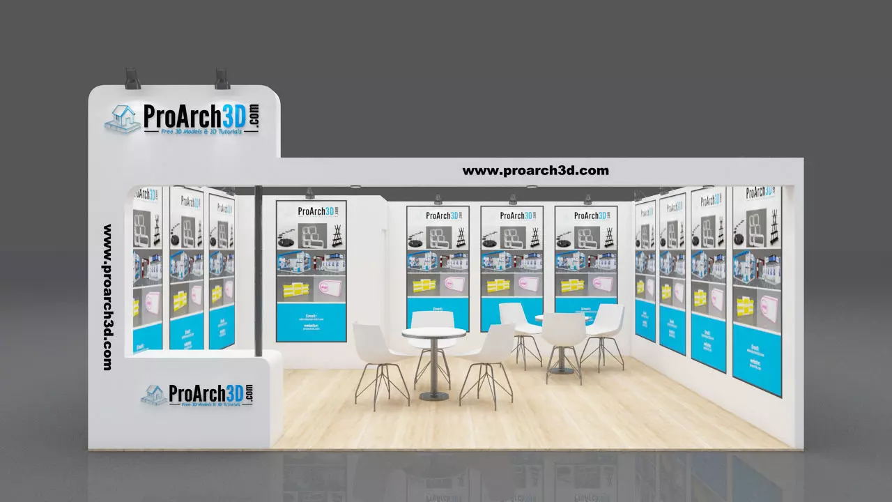 Exhibition stall 6 mtr x 5 mtr 1 sides open  3D model_0
