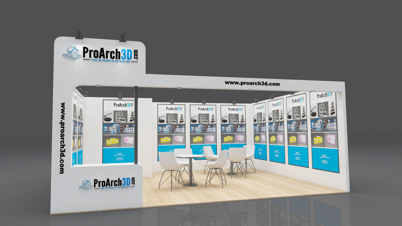 Exhibition stall 6 mtr x 5 mtr 1 sides open  3D model_1