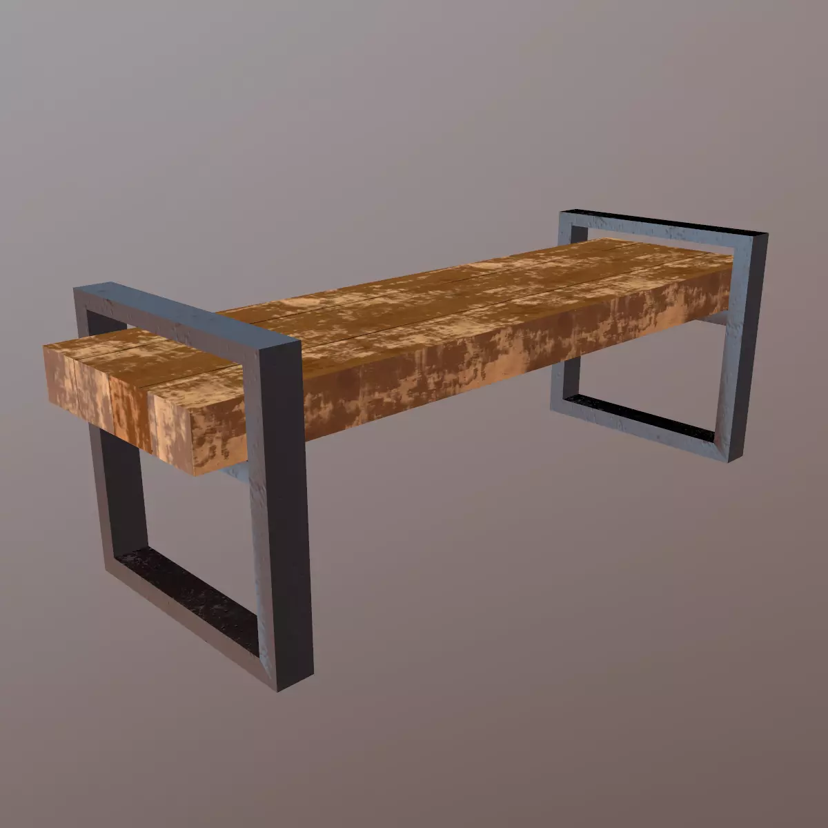 Bench with metal legs Free low-poly 3D model