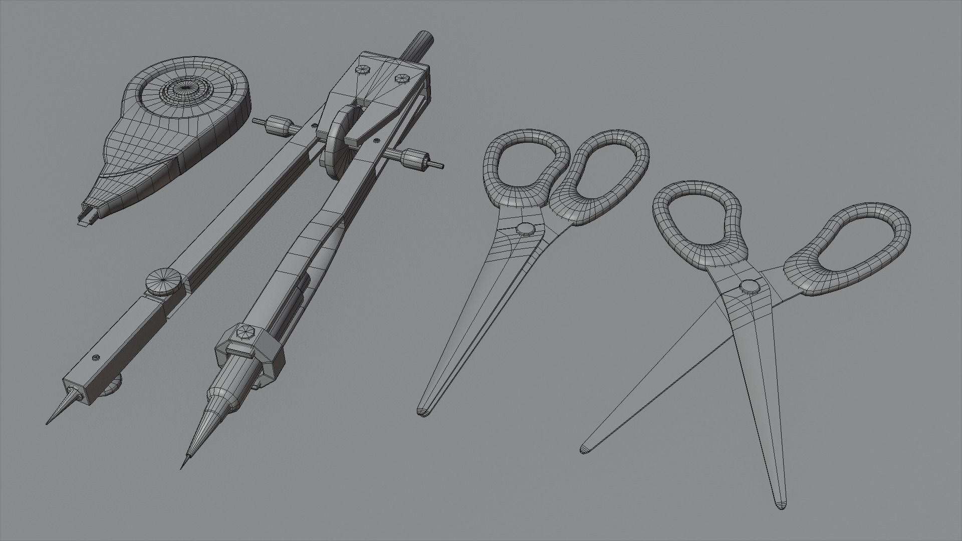 Scissors divider pen corrector Low-poly 3D model_7