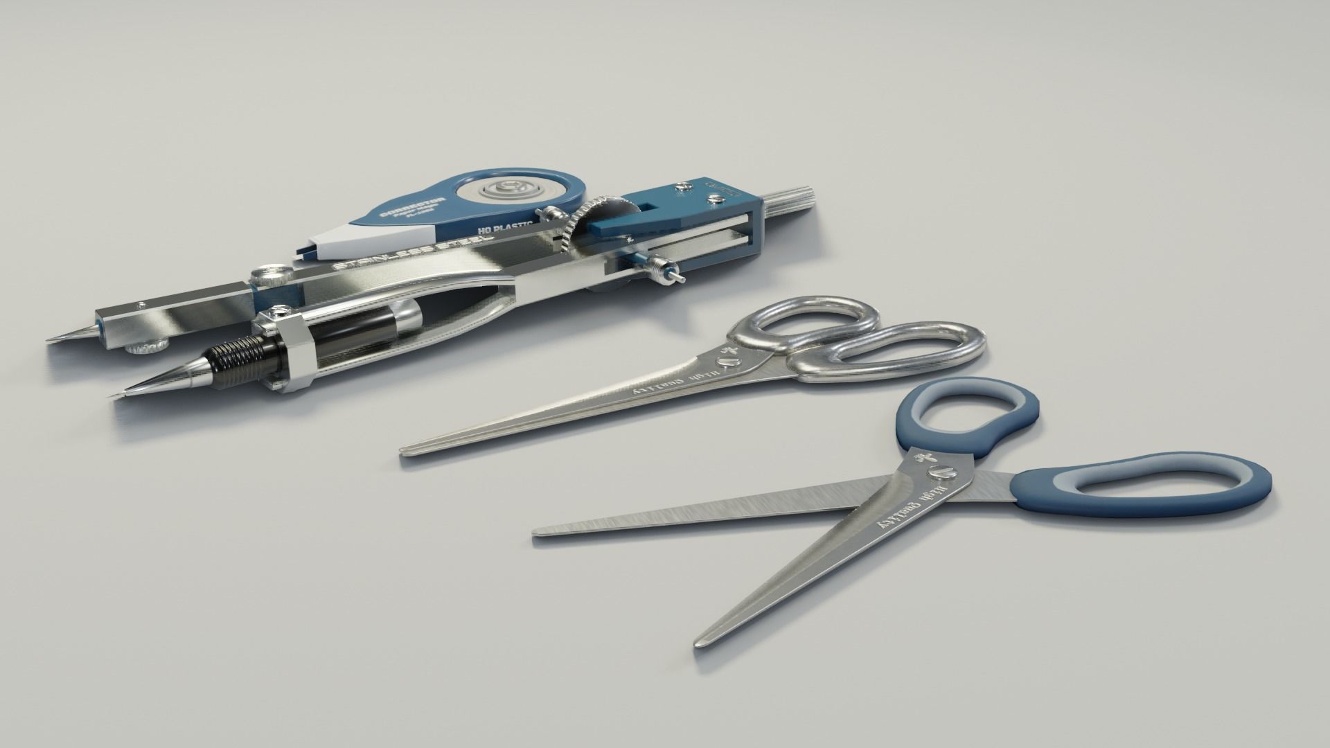 Scissors divider pen corrector Low-poly 3D model_20