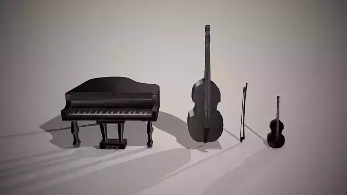 Musical instruments Low-poly 3D model