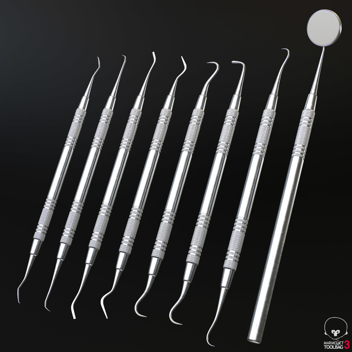 Dentist Pick Set 3D model_19