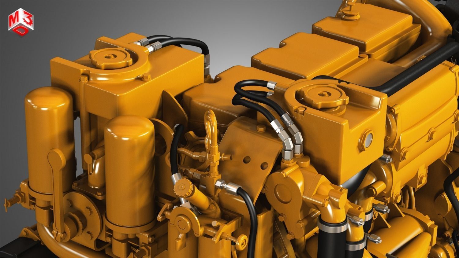 3406C Engine - 6 Cylinder Industerial Diesel Engine 3D model_13