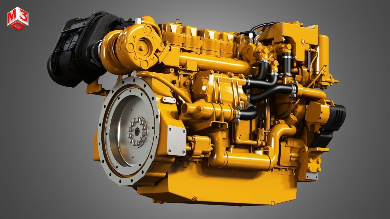 3406C Engine - 6 Cylinder Industerial Diesel Engine 3D model_8