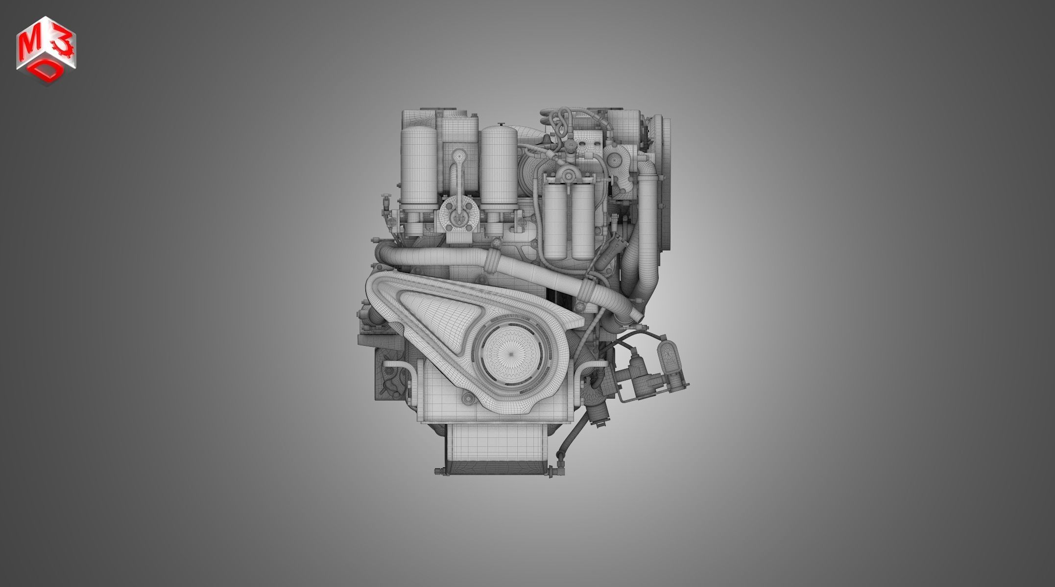 3406C Engine - 6 Cylinder Industerial Diesel Engine 3D model_17