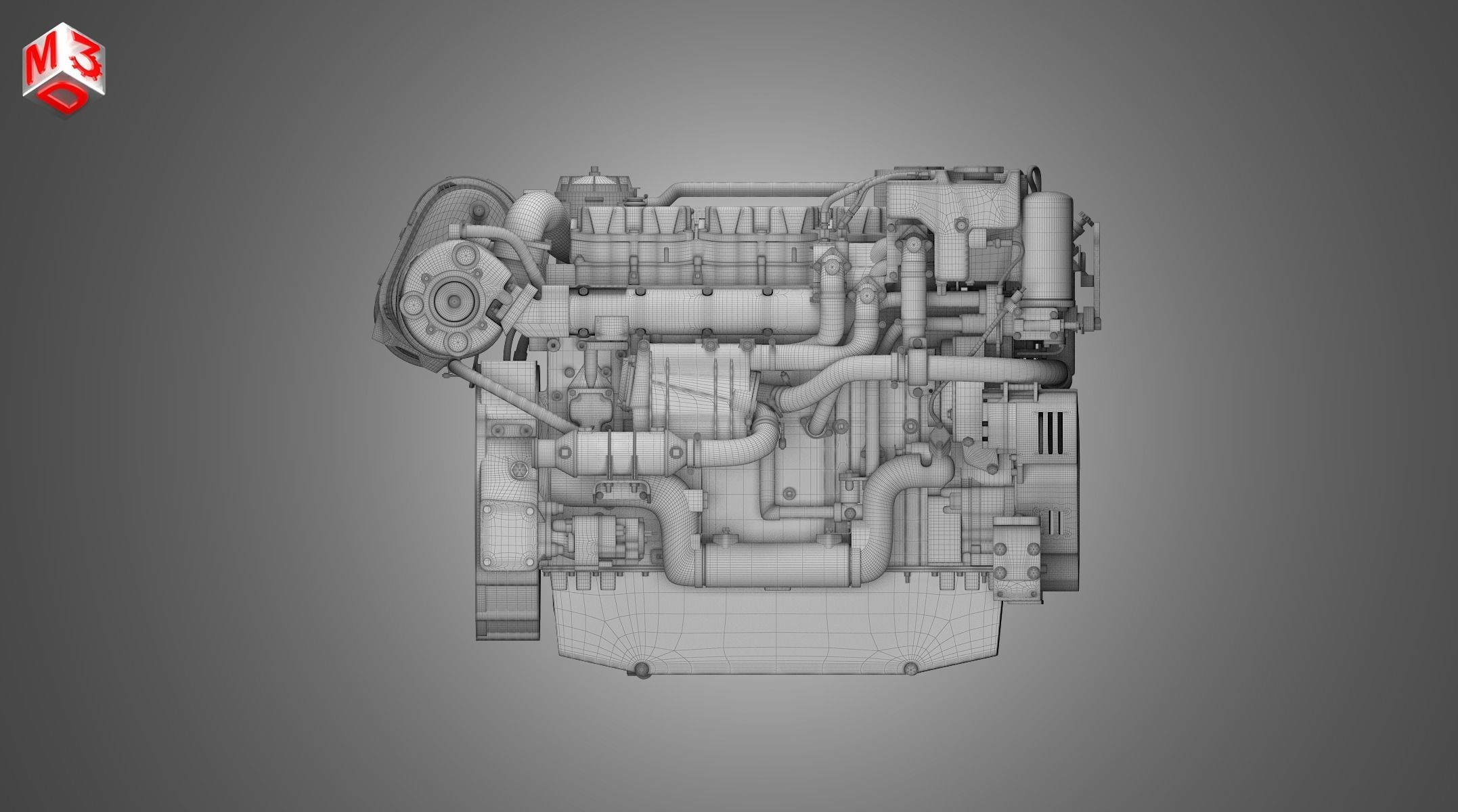 3406C Engine - 6 Cylinder Industerial Diesel Engine 3D model_14