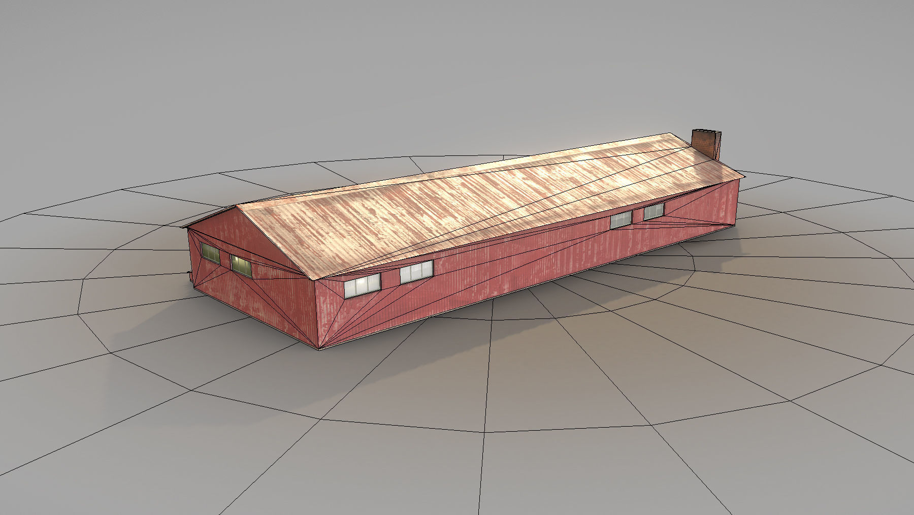 Old Garage 01 red with damage DMG  Low-poly 3D model_9