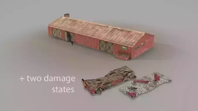 Old Garage 01 red with damage DMG 