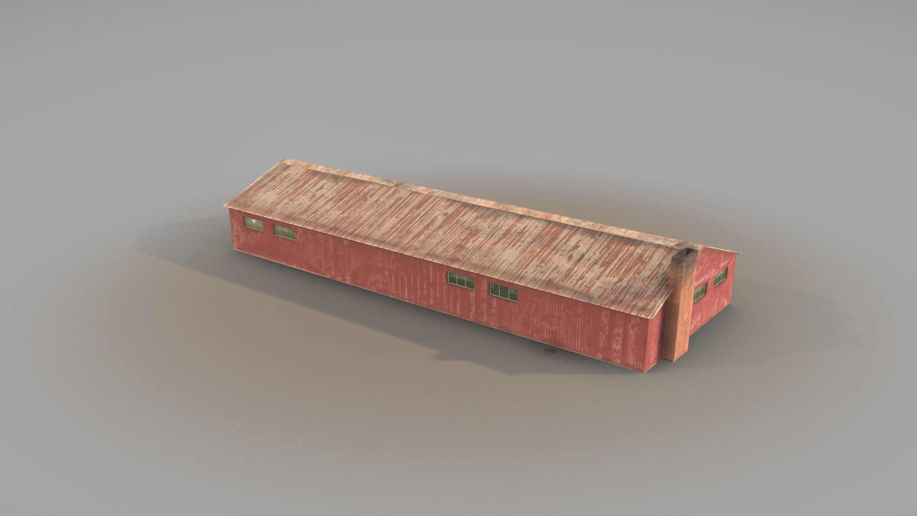 Old Garage 01 red with damage DMG  Low-poly 3D model_4
