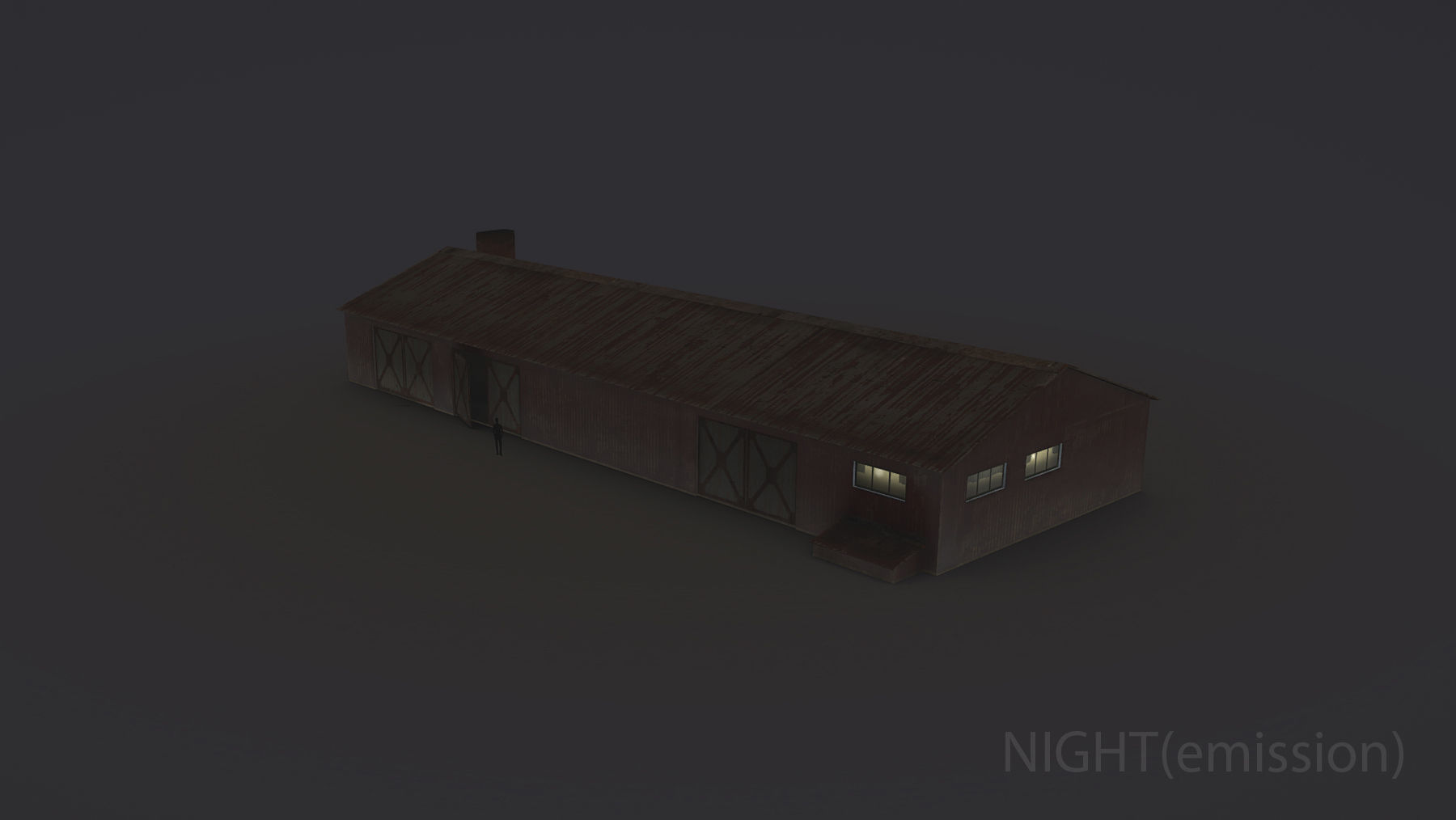 Old Garage 01 red with damage DMG  Low-poly 3D model_15