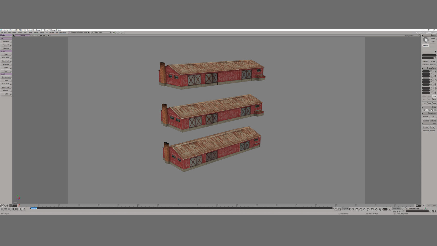 Old Garage 01 red with damage DMG  Low-poly 3D model_16