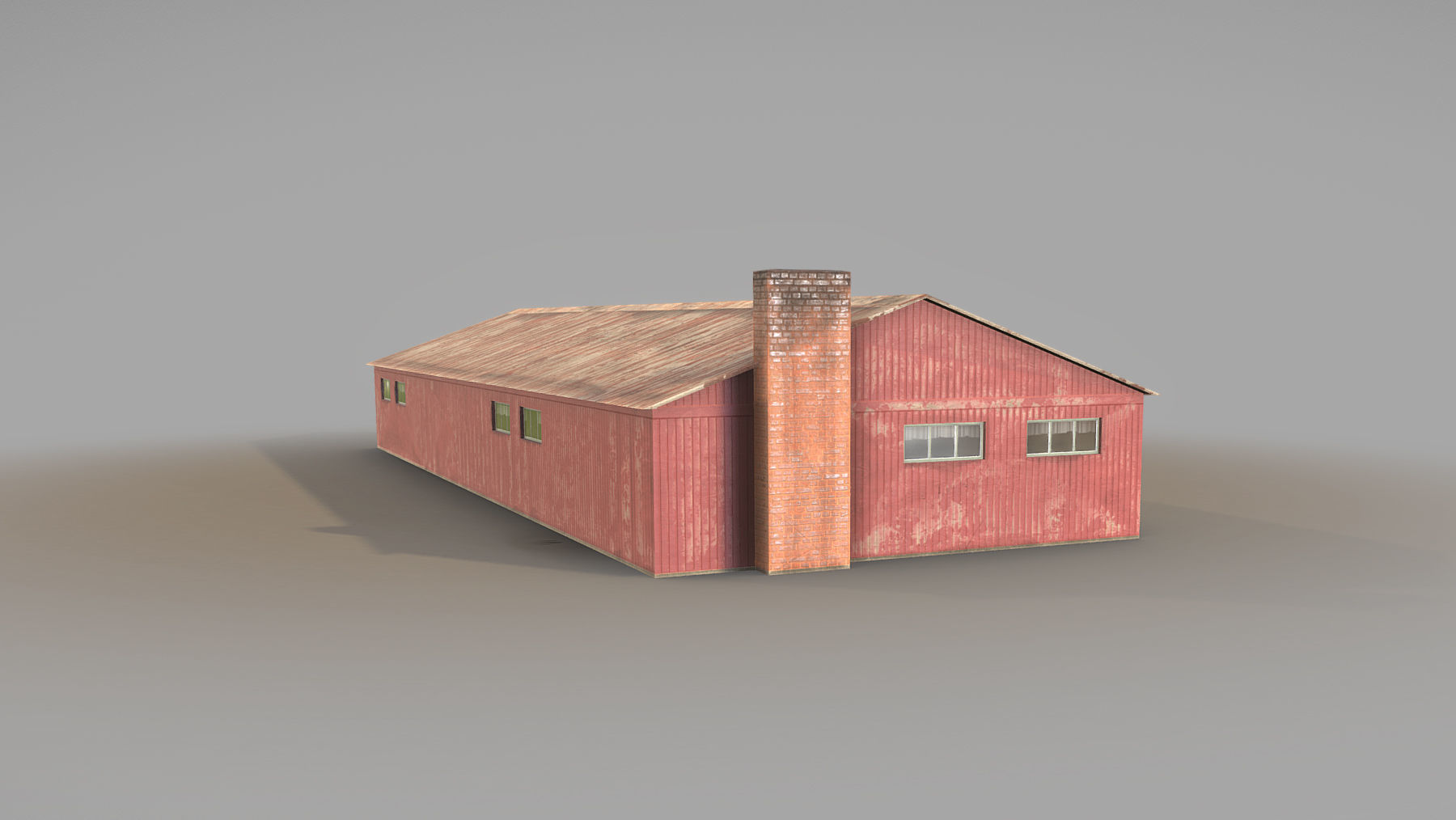 Old Garage 01 red with damage DMG  Low-poly 3D model_6