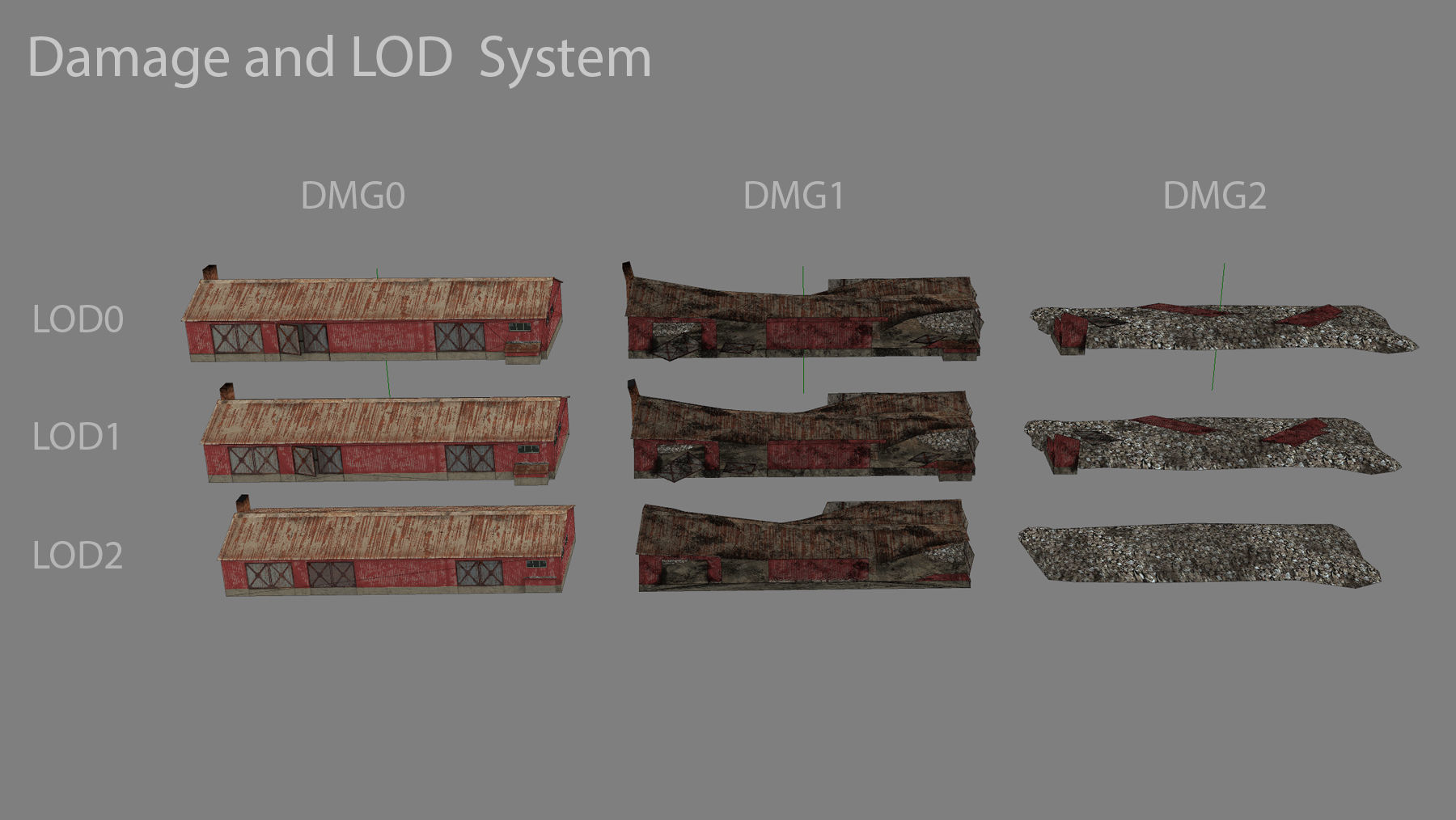 Old Garage 01 red with damage DMG  Low-poly 3D model_1