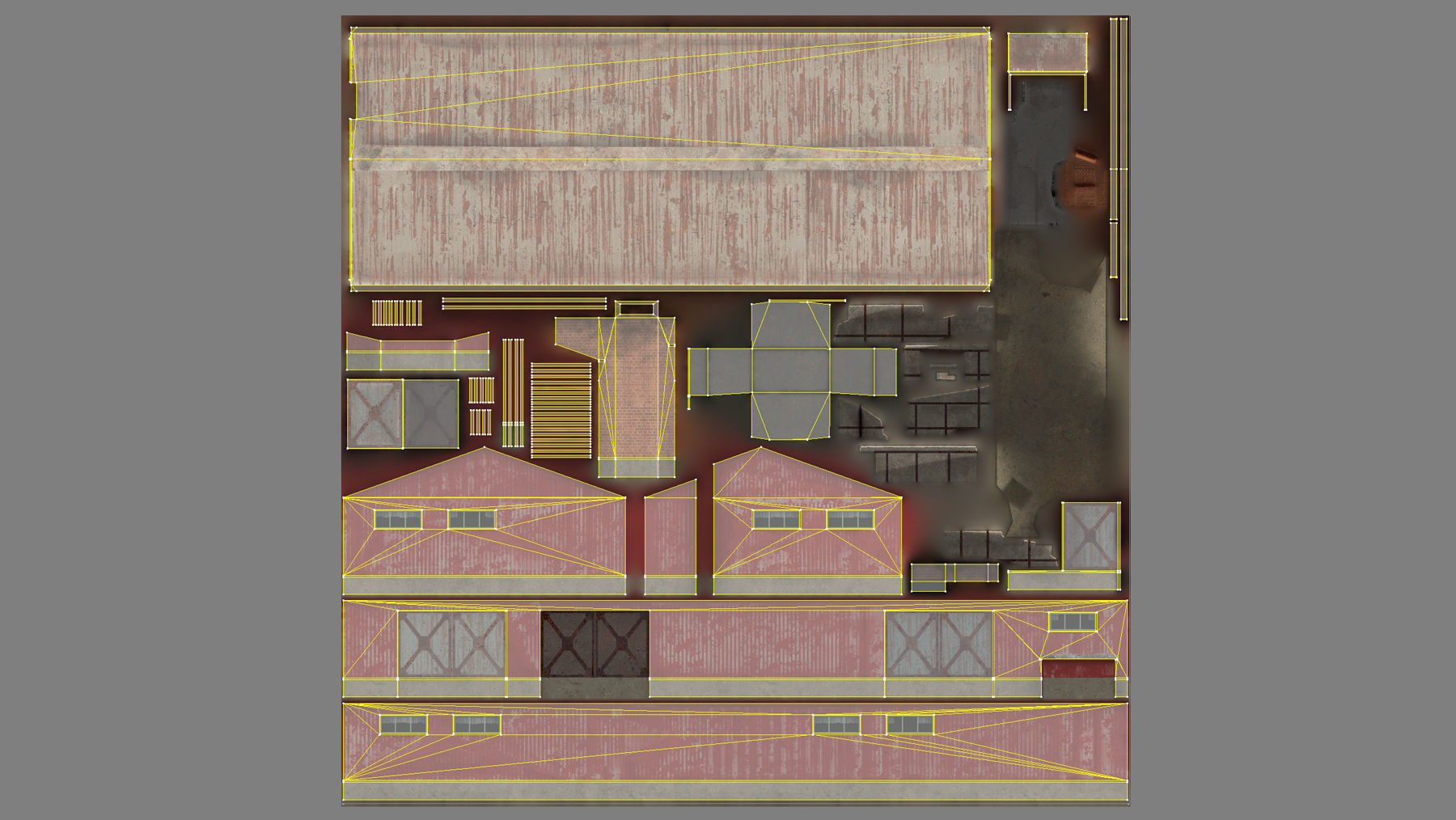 Old Garage 01 red with damage DMG  Low-poly 3D model_17