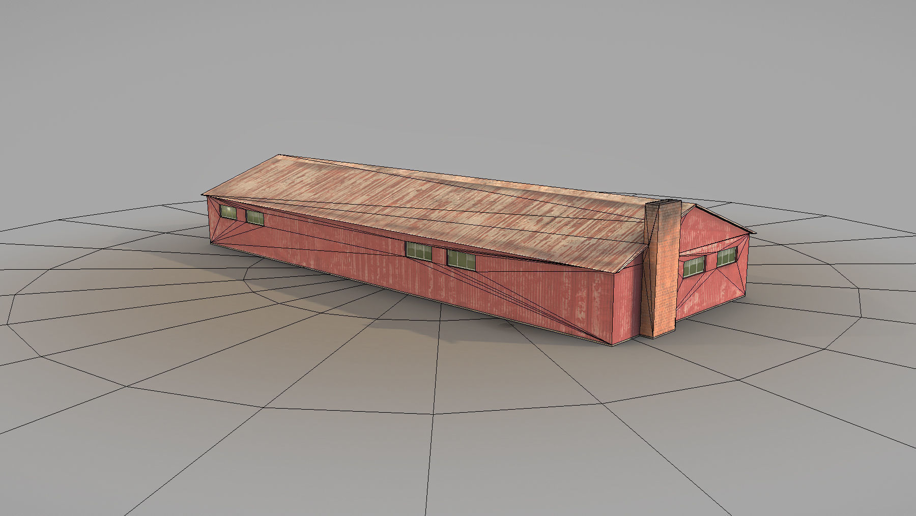 Old Garage 01 red with damage DMG  Low-poly 3D model_8