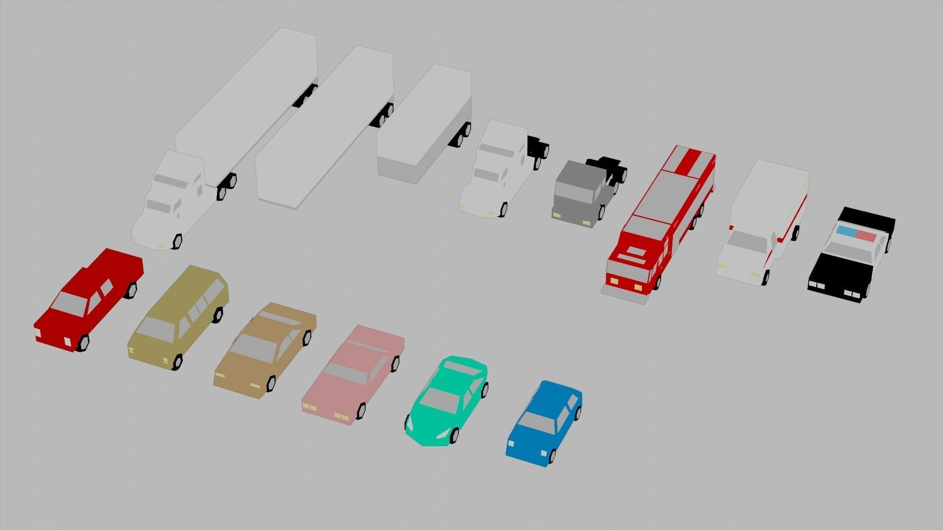 low poly toon cars pack vehicles 3d model Free low-poly 3D model_4