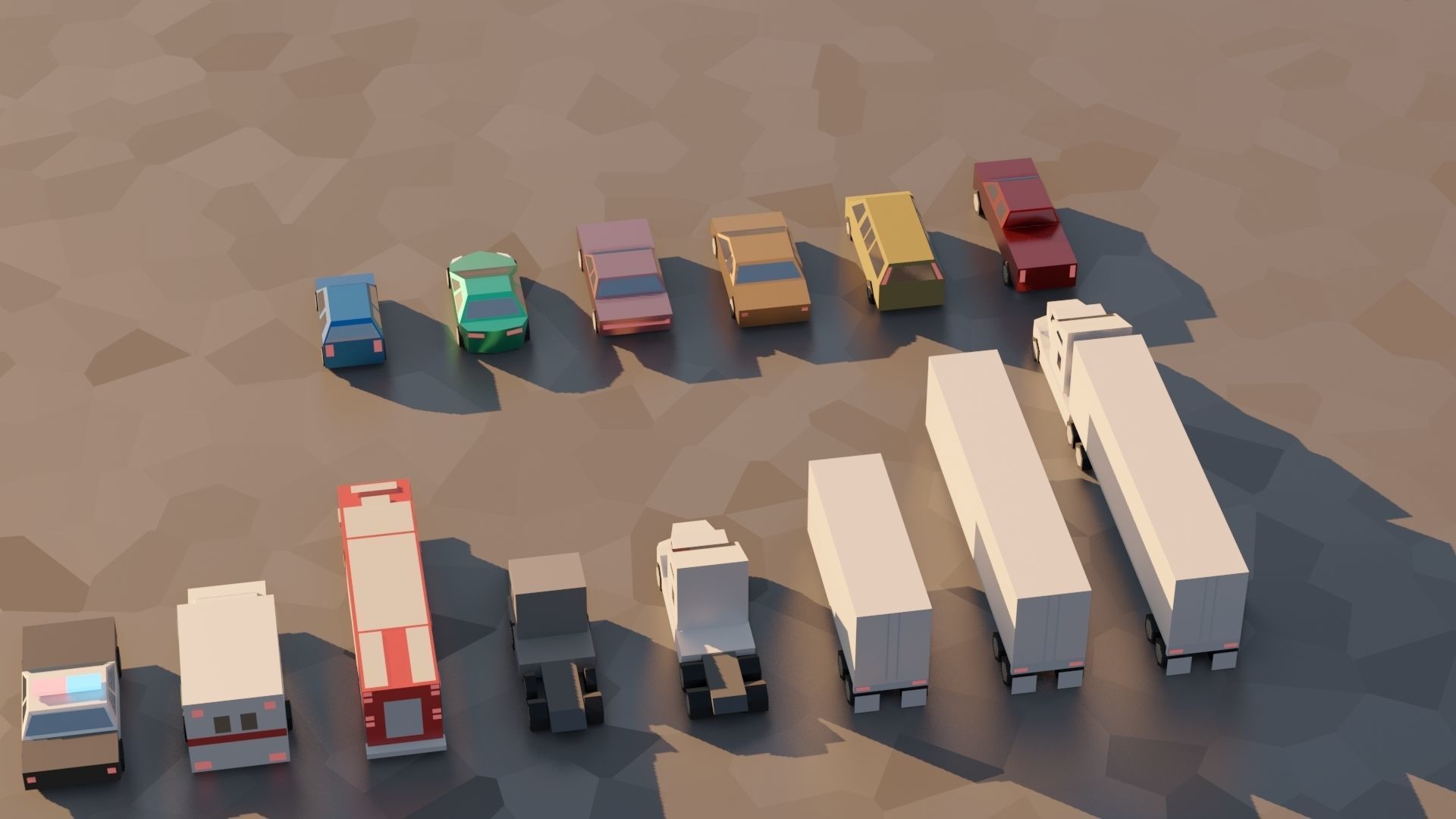 low poly toon cars pack vehicles 3d model Free low-poly 3D model_5