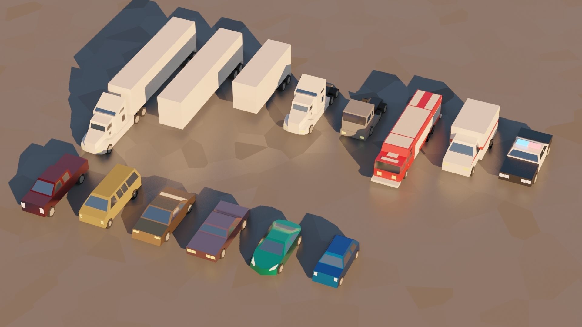 low poly toon cars pack vehicles 3d model Free low-poly 3D model_2