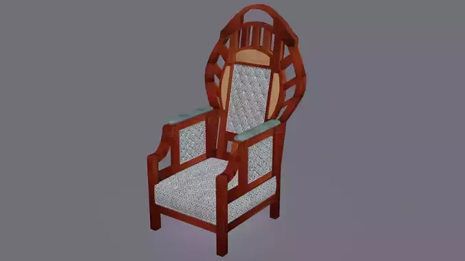 Neoclassical wooden and cotton armchair