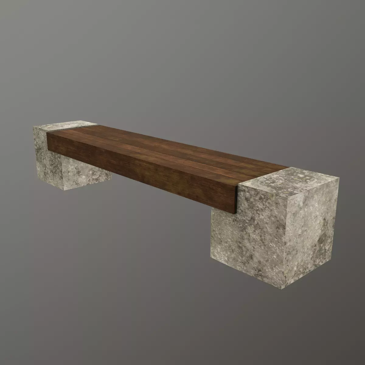 Bench with concrete base Free low-poly 3D model