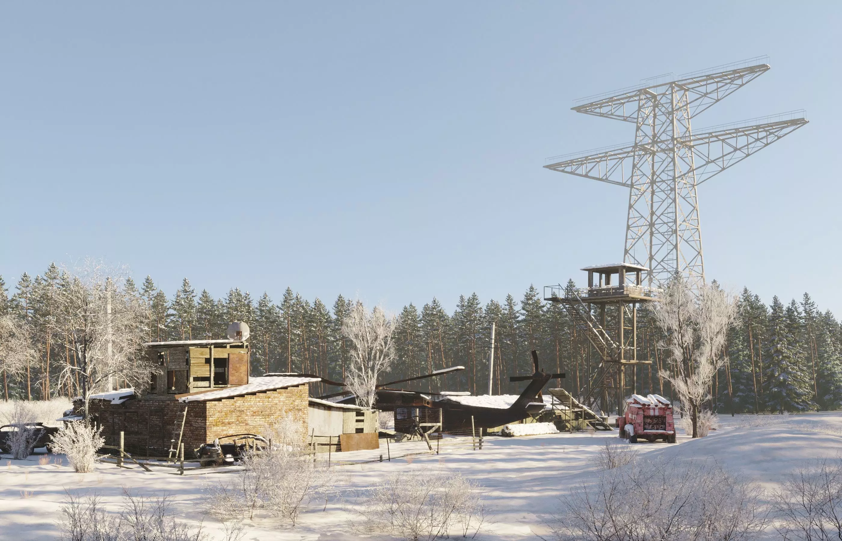 WINTER base CLEAR SKY Low-poly 3D model_0