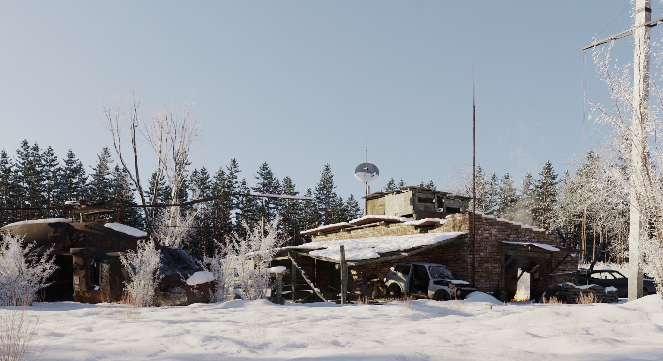 WINTER base CLEAR SKY Low-poly 3D model_4