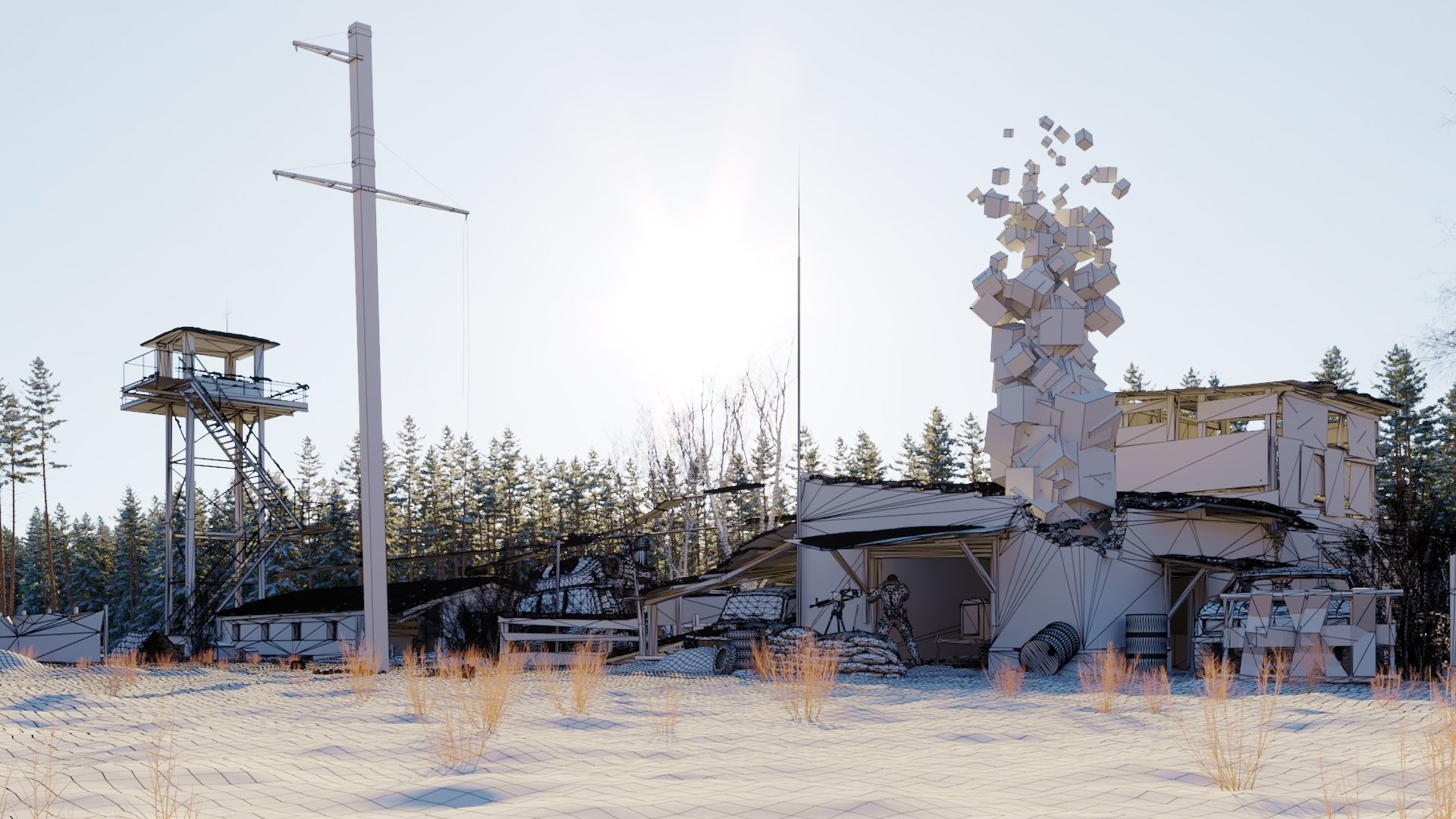 WINTER base CLEAR SKY Low-poly 3D model_11