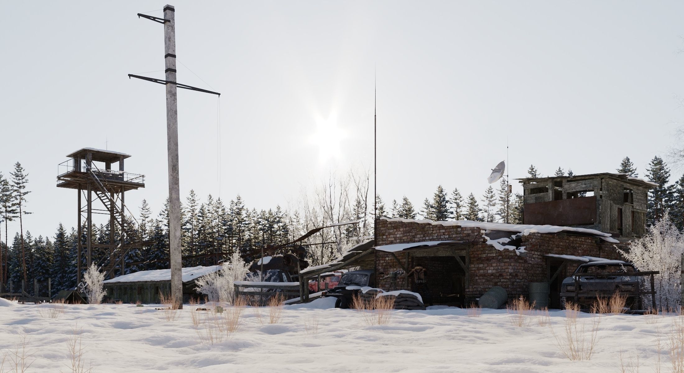 WINTER base CLEAR SKY Low-poly 3D model_5