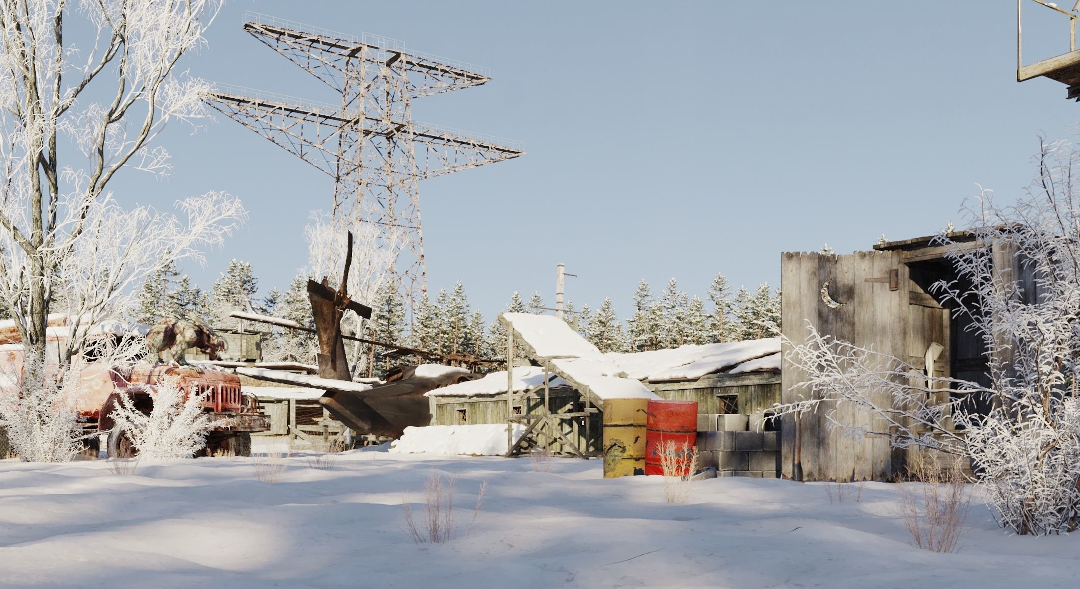 WINTER base CLEAR SKY Low-poly 3D model_9