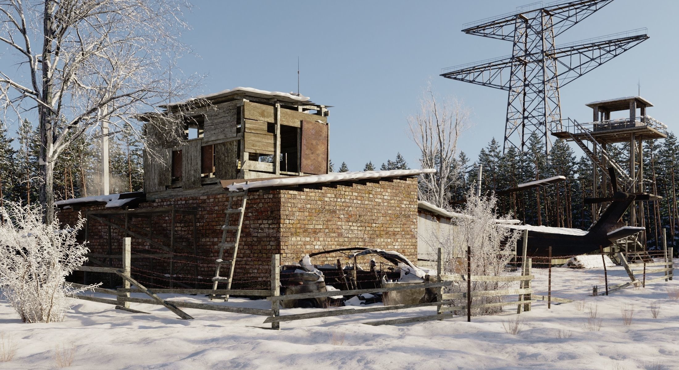 WINTER base CLEAR SKY Low-poly 3D model_8