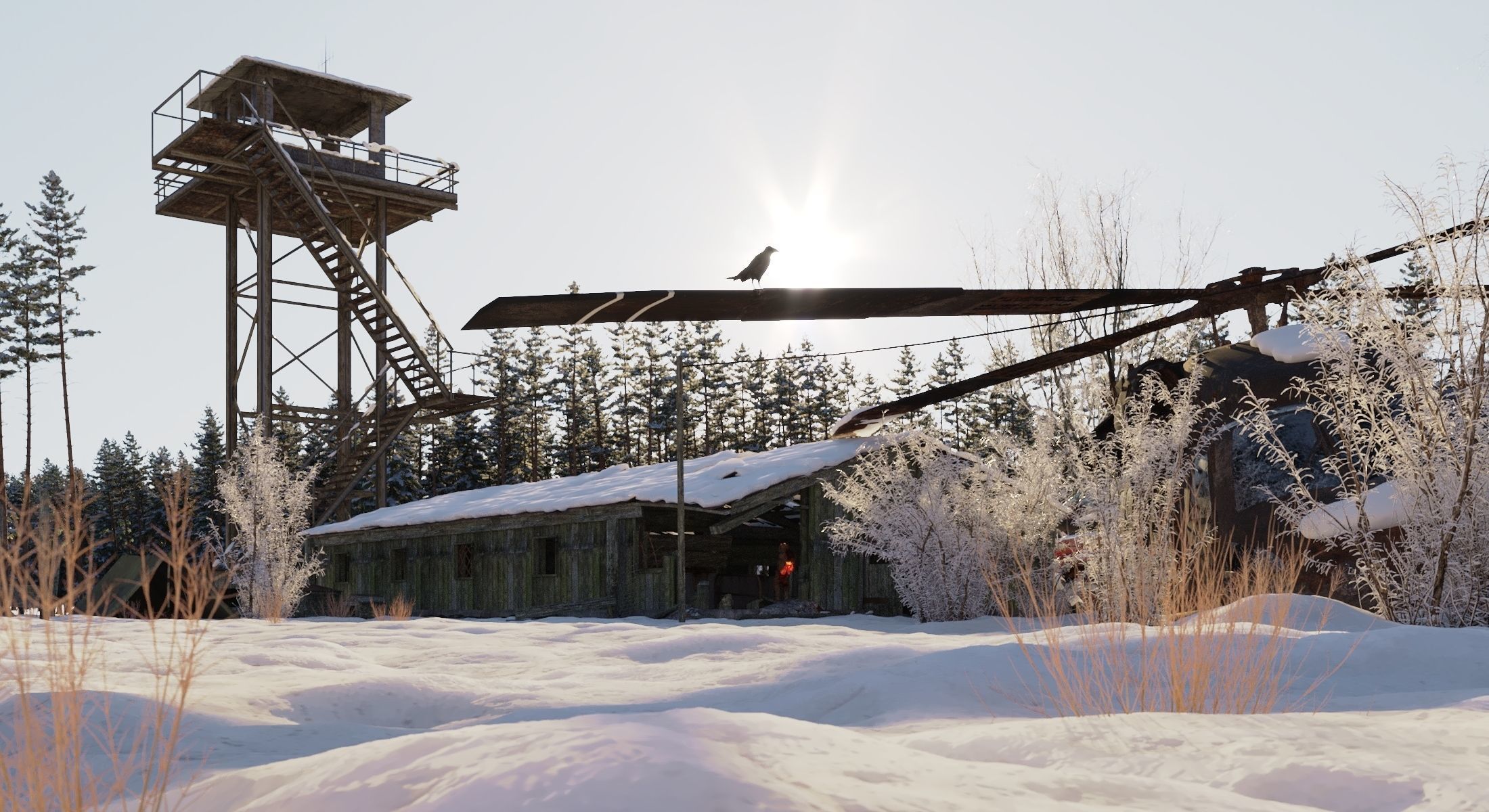 WINTER base CLEAR SKY Low-poly 3D model_7