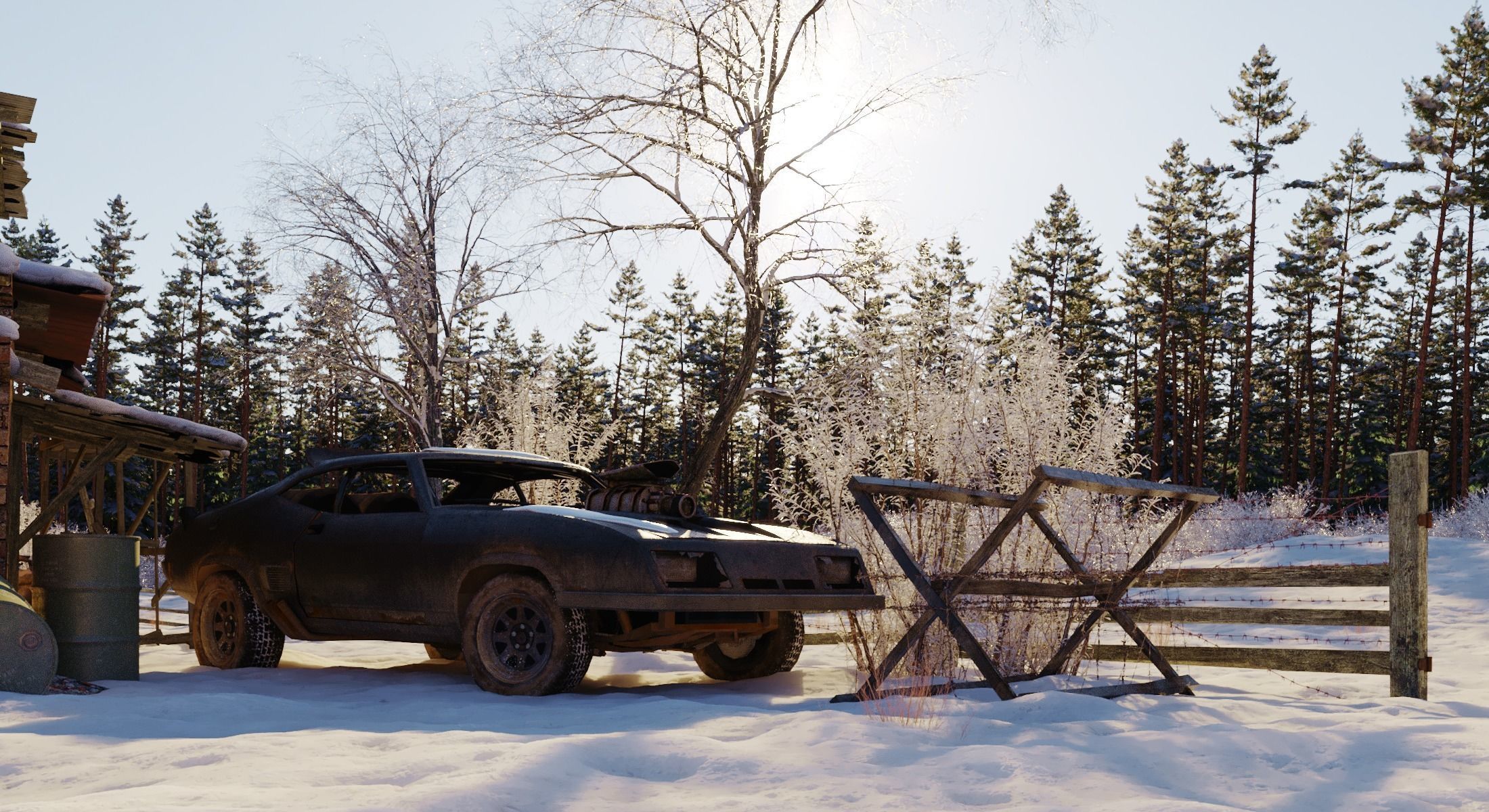 WINTER base CLEAR SKY Low-poly 3D model_3