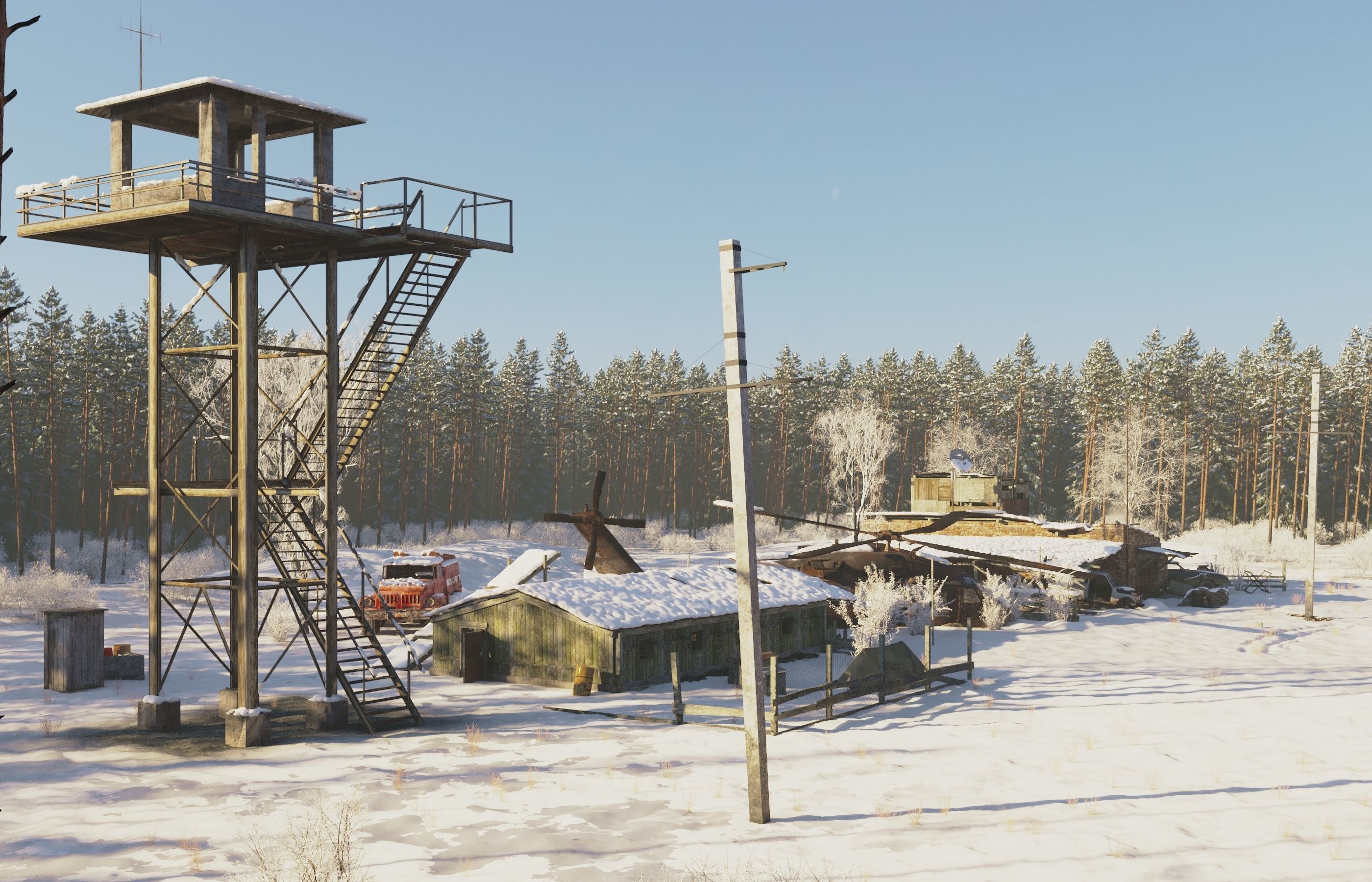 WINTER base CLEAR SKY Low-poly 3D model_2