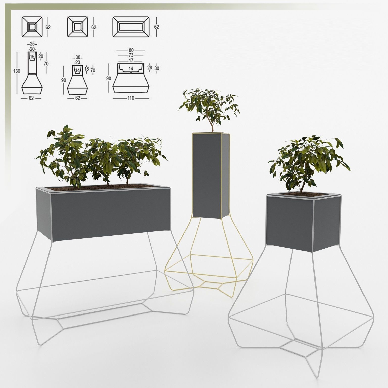 potted plant Low-poly 3D model_7