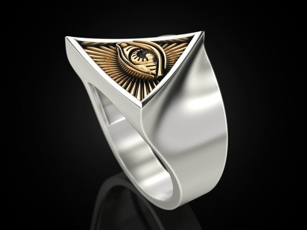 All seeing eye triangle ring 3D print model_4
