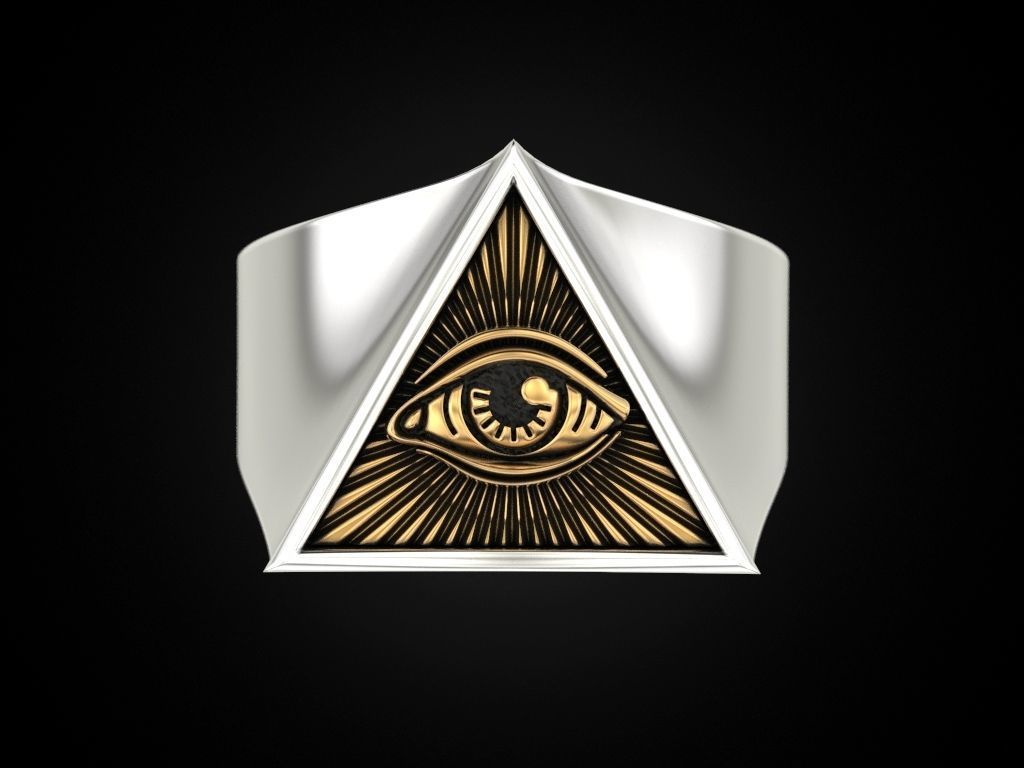 All seeing eye triangle ring 3D print model_1