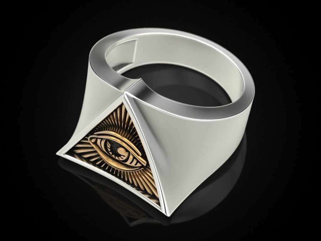 All seeing eye triangle ring 3D print model_2