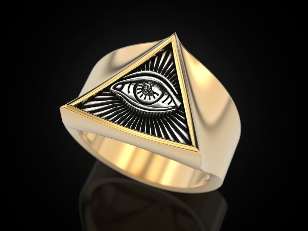 All seeing eye triangle ring 3D print model_9