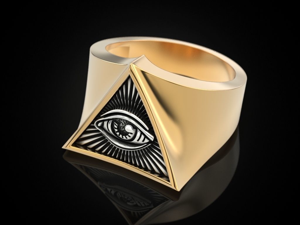 All seeing eye triangle ring 3D print model_7