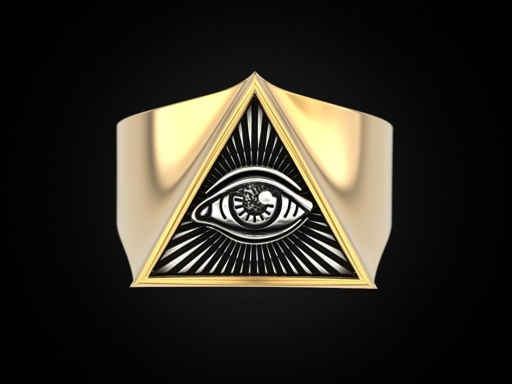 All seeing eye triangle ring 3D print model_8