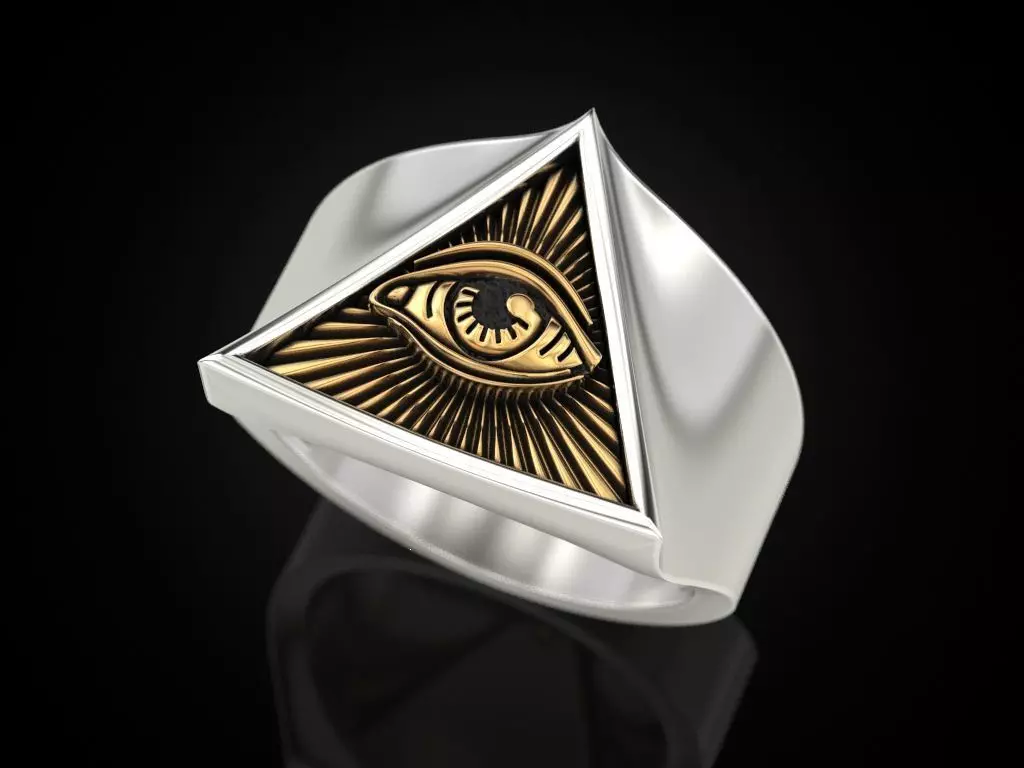 All seeing eye triangle ring 3D print model_0